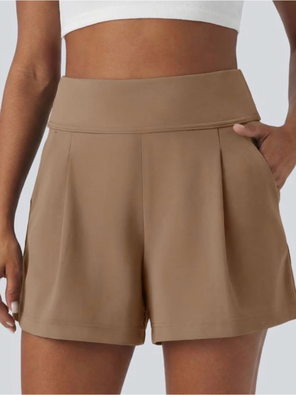 HALARA Women’s DayStretch High Waist Work Baggy Shorts 4” w/Pockets, Burro, M